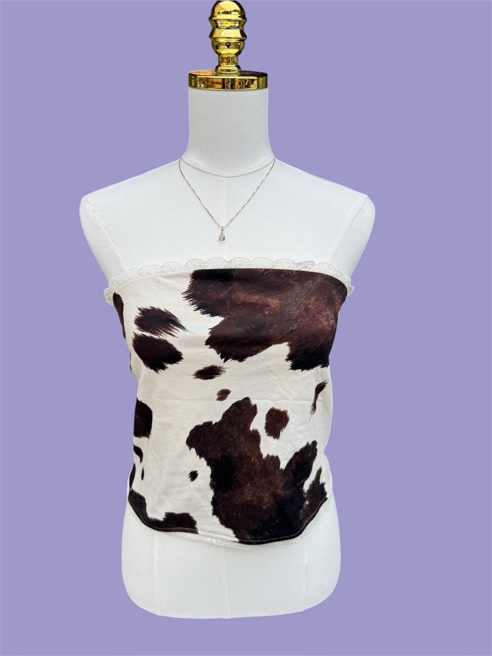 Cow Print Western Cowgirl Tube Top Large